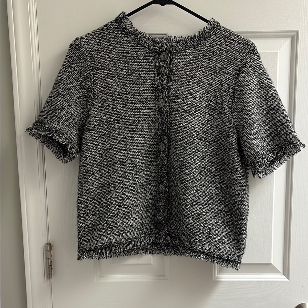 J. Crew Black and White Tweed Lady Jacket Cardigan NWOT